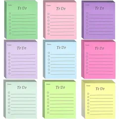 付箋 共450枚 9冊 9色 カラフル To Doリスト付箋紙 罫線 粘着メモ ノート 書ける 強粘着性 蛍光色 やること メモ帳 リスト チェックリスト ホーム 伝言 メッセージ 資料注釈 資料 情報整理 便利 文房具 事務用品 学校 家庭 オフィス用品