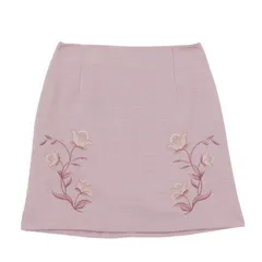 新品 dazzlin 刺繍 台形 ミニ スカート S 花柄 ピンク