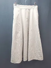 ◇ earth music&ecology 綺麗め カジュアル大人 ロング丈 フレア スカート サイズF ベージュ レディース E  【1304210002809】