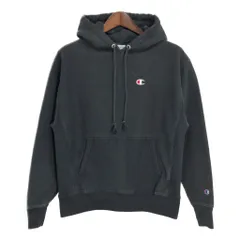 Champion チャンピオン REVERSE WEAVE リバースウィーブ スウェット パーカー ワンポイントロゴ ブラック (メンズ LARGE) 中古 古着 T0956