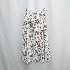 ◇ Θ AG Aquagirl 花柄 ウエストリボン付き ロング丈 フレア スカート サイズM ホワイト マルチカラー レディース E  【1502060005791】