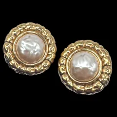 希少 GIVENCHY ジバンシー 大ぶり イヤリング フェイクパール ラウンド ゴールド ヴィンテージ ジュエリー