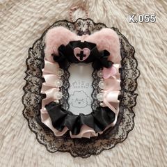 硬質ケースデコ トレカケース チェキケース B8 ネコ耳メイド レースデコ　現品