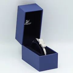 新品同様 箱付 スワロフスキー 未使用品 リボン 石付 シルバー バングル ブレスレット レディース STU