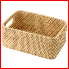 【特売】無印良品 ラタンボックス取っ手付･スタッカブル (V)約幅15×奥行22×高さ9cm 47028454
