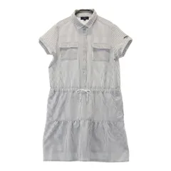 サイズ：LL CALLAWAY キャロウェイ 2024年モデル 袖ロゴ シアサッカー 半袖ワンピース ストライプ柄 グレー系 [240101537910] ゴルフウェア レディース ストスト