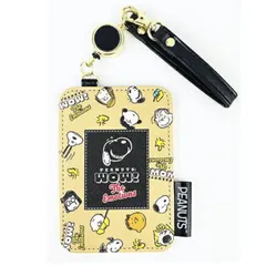 【新品】 スヌーピー リール付きパスケース 交通系 ICカードケース 定期券入れ ICカード入れ 通勤 通学 スイカ パスモ IDカード 女の子 ベージュ