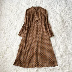 UNTITLED　アンタイトル　24SS　スクエアジオメトリック柄　洗えるボウタイワンピース　ロング丈　M