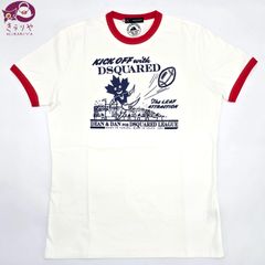 DSQUARED2 ディースクエアード 半袖 プリント Tシャツ  L サイズ ラクビー カナダ デザイン プリント ホワイト/ネイビー/レッドカラー 未着用品