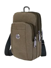 [FairyPomu] スマホポーチ スマホショルダー ウエストポーチ ベルトポーチ ショルダーバッグ カラビナ付き サコッシュ 斜めがけ 多機能 コンパクト メンズ (グリーングレー) [グリーングレー]