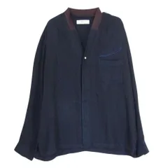 TOGA トーガ TV21-FJ308 VIRILIS キュプラ レーヨン ノーカラー 長袖 シャツ ネイビー系 46【中古】のサムネイル