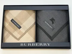BURBERRY　バーバリー　ベージュ　ブラック　ハンカチ2枚セット　ギフトボックス　⑥