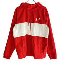 古着 メンズMD UNDER ARMOUR/アンダーアーマー 裏メッシュ クロス パーカー スポーツ カジュアル トレーニング レッド/ホワイト 1329297 gl00028