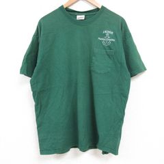 XL/古着 ヘインズ 半袖 ビンテージ Tシャツ メンズ 00s イカリコットン クルーネック 緑 グリーン 25jun06 中古