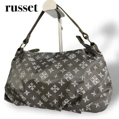 【極美品】russet ラシット ショルダーバッグ ハンドメバッグ レディース ナイロン レザー ロゴ 肩掛け モノグラム 総柄 グレー  5097