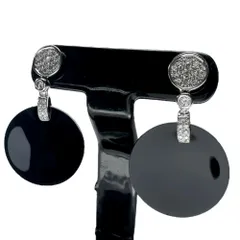 オニキス ダイヤモンド 0.73ct ピアス K18WGホワイトゴールド 18金  10.6g レディース 【中古】【真子質店】【NN】