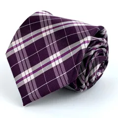 ビームスハート ブランドネクタイ チェック柄 シルク メンズ パープル BEAMS HEART 【中古】