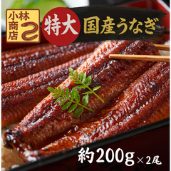 【国産】特大うなぎの蒲焼き （2尾） 1尾 約200g　 鰻 ウナギ うなぎ 国産 特大 蒲焼き ギフト 贈答 土用 丑の日 父の日