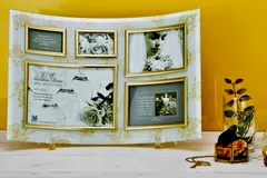 ゴールデンローズ ガラスフォトフレーム 5ウィンドー(ホワイト)/インテリア 壁掛け 額入り 額装込 風景画 油絵 ポスター アート アートパネル リビング 玄関 プレゼント モダン アートフレーム おしゃれ 飾る Mサイズ