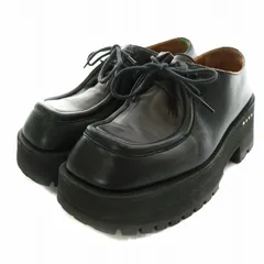 マルニ MARNI シューズ レザー レースアップ スクエアトゥ 厚底 ハイヒール 37 24.0cm 黒 ブラック ダークブラウン /NW10 ■GY30 ▲Hのサムネイル