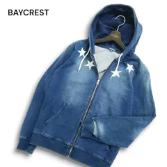 BAYCREST ベイクレスト 通年 スター プリント★ ウォッシュ加工 インディゴ スウェット フルジップ パーカー Sz.M メンズのサムネイル