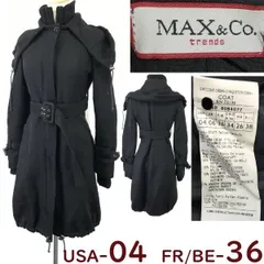 マックス&コージャパン正規代理店タグ★Max&Co.★ロングコート【36/S-M/black/黒】ブルガリア製/ボリュームカラー/Jacket/Jumper◆cBH719 <sale>