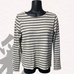 GLACIER　グラシア　長袖　Tシャツ　レディース　ボーダー　ベージュ　伸縮　黒　Mサイズ