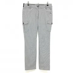 【美品】プーマ カーゴパンツ 黒×白 チェック ティー装着可 レディース O ゴルフウェア PUMA