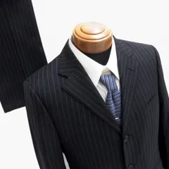 美品◇BURBERRY BLACKLABEL シングルスーツ タスマニアウール(super 100's) 上下 セットアップ  ストライプ バーバリー ブラックレーベル