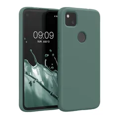 kwmobile スマホケース Google Pixel 4a対応 ケース - 極薄 TPU シリコン マイクロファイバー フォレストグリーン 0