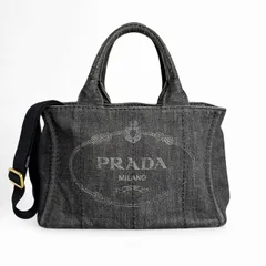 ⭐️良品⭐️PRADA カナパ S デニム トートバッグ　 　　　　　ゴールド金具 美品PRADAプラダカナパデニムトートバッグミニSS黒ブラック