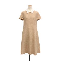 FOXEY フォクシー ドレス ジェシカ　白襟付 ツイード　ワンピース ベージュ 38 41449-AOOA