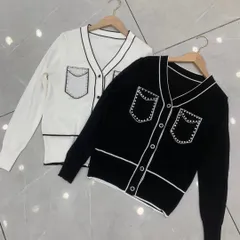 新品未使用　ニットカーディガン　ニットセーター　ニット　リブニット　ホワイト　白　春ニット　トップス 長袖 カーディガン　ダイヤ