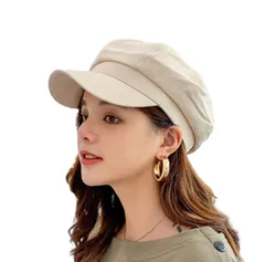 キャスケット レディース シンプル 無地 帽子 カジュアル コットン 素材 紫外線 対策 大きめ マリン キャップ 4カラー 大きい ゆったり CAP かわいい カワイイ おしゃれ オシャレ 日よけ UV カット 深い 深め 春 夏 秋 冬 黒  [ブラック]