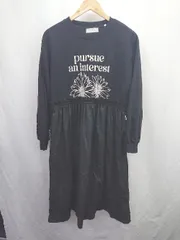 ◇ ⊇ ロゴスデイズ カジュアル系 長袖 ロング スウェット　ドッキングワンピース サイズL ブラック系 レディース E  【1507080003888】