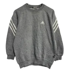 adidas ロゴスウェット トレーナー キッズ 140～ グレー アディダス プルオーバー 90s ライン 裏起毛 古着卸 アメリカ仕入 a703-6008