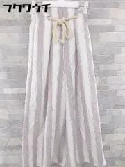 ◇ merlot メルロー ストライプ ウエストゴム ワイド パンツ サイズF ホワイト パープル レディース 【1103220012705】のサムネイル