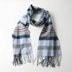 スコットランド製 ジョンストンズ Johnstons of Elgin カシミヤ100% フリンジマフラー アイスグレーチェック//秋冬【2400014477443】