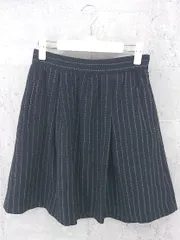 ◇ green label relaxing グリーンレーベルリラクシング UNITED ARROWS ストライプ 膝丈 ギャザー スカート 38 ブラック * 1002799226318 【中古】 【1002799226318】