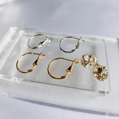 新品【２ペアセットでお得】金属アレルギー対応　2Way　サージカルステンレス　キャッチレス　フープピアス　バネ式ピアス　ハンドメイド