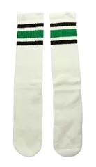 SkaterSocks (スケーターソックス) 22インチ ロング チューブソックス 靴下 US MADE 70年代 アメリカ製 スケートボード スケボー オールドスクール（ホワイト×ブラック×グリーン）