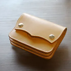 ミニトラッカーウォレット・ナチュラル　マルカン付き　ミニ財布　革製品　革小物　革財布　ハンドメイド　レザークラフト