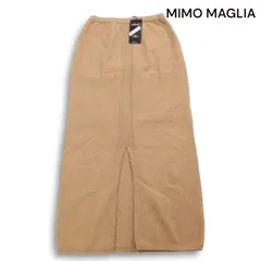 【新品 イタリア製】 MIMO MAGLIA ミモマグリア 秋冬 キャメル混 ウール タイト ニット スカート Sz.42 レディース 未使用
