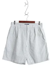 【お得なクーポン配布中!】 90s ポロ ラルフローレン シアサッカー ストライプ ショートパンツ メンズ 34 / オールド ツータック ショーツ 短パン コットン ツートン