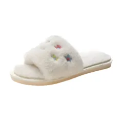 ☆ アイボリー ☆ 40-41(24.5cm-25cm) ☆ スリッパ もこもこ pmyslimoko14 もこもこ スリッパ ルームシューズ ルームスリッパ 秋 冬用 前開きスリッパ ルームサンダル 室内履き オープントゥ ボア フェイクファー