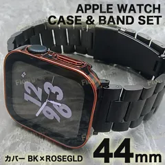 アップルウォッチ カバー apple watch カバー ケース バンド ベルト セット 4/5/6/7/8/9/se/se2/se3 FF-ST358 ブラックローズゴールド×ブラック 44mm