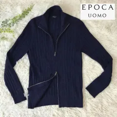 EPOCA  UOMO エポカ　ウォモ　ニット　カーディガン　セーター　ジップアップ　ダブルジップ　ネイビー　サイズ表記50（XL相当）アルパカ混　伸縮性あり　三陽商会のサムネイル