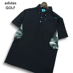 adidas GOLF アディダス ゴルフ adizero 春夏 ストレッチ★ コンビネーション 半袖 ボタンダウン ポロシャツ Sz.M メンズ 黒