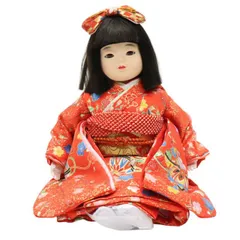 市松人形 日本人形 座り姿 紫色着物 赤い髪飾り 約50cm 伝統工芸品 市松人形 日本人形 座り姿 紫色着物 赤い髪飾り 約50cm 伝統工芸品