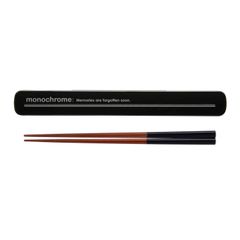 【人気商品】ナカノ メンズ 箸箱 セット 黒 約幅2.7×奥行21.7×高さ1.5cm 天然 木 箸セット 21cm 男性 モノクローム MN-233